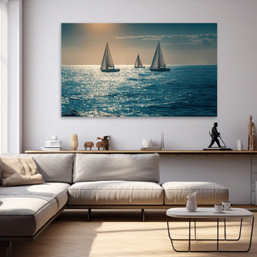 Painting of Sailboats on the Ocean